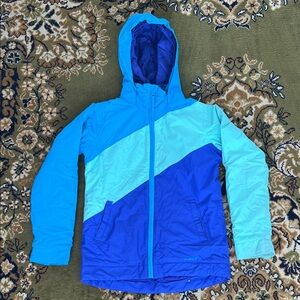 Kids Burton Vibrant Blue, mint green and Teal ski/snowboard Jacket size L 14/16
